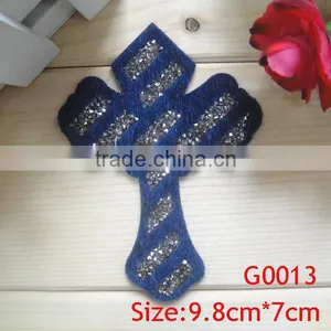 Cheap Wholesale Fashion Blue Downy Cross Hotfix For Garment thumbnail-1