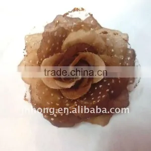 Brown Lace and Silk Polka Dot Rose Flower thumbnail-1