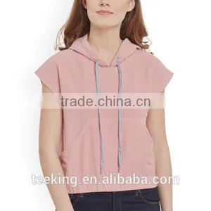 High Quality Pink Hooded T-shirt for Women thumbnail-1