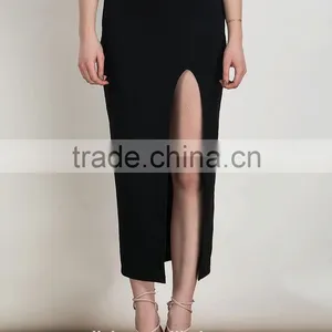 Jiahe Factory Latest Fashion Black Long Skirt Design Hight Rise Waist,hight Tight Spit Women Maxi Dress thumbnail-2