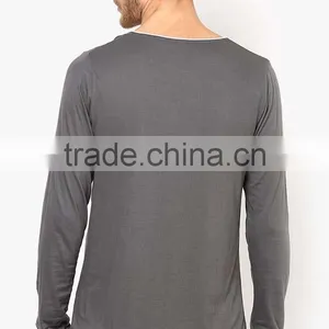 Fashion Custom Cotton v Neck Long Sleeve t Shirt thumbnail-2