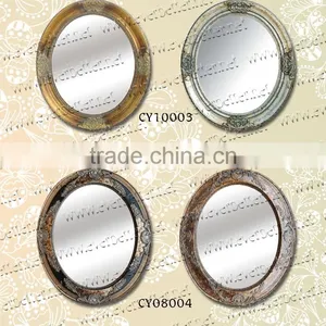 Oval Shaped Wood Frame Antique Bronze Vintage Finish Wall Mirror thumbnail-1