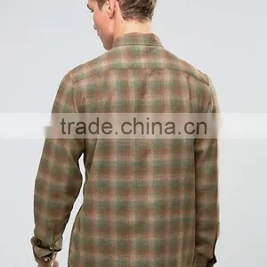 Plus Size Long Sleeve Button Down Collar Mens Pre-Shrunk 100% Cotton Comfortable Casual Khaki Check Printing Shirts thumbnail-2