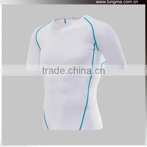 (New Arrival) Seamless Sports Compression Wear Short Sleeve Shirts,Printed Rush Guard For Triathlon/Performance Training thumbnail-4