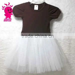 New Baby Girl's Summer Short Sleeve O-Neck Splicing Dress Fashion Tutu Dress Plain Cotton Dresses thumbnail-1