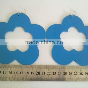 Hollow Out Wood Flower Dangle Earrings Hottest Neon Flower Wood Earring Hoop Wood Jewelry thumbnail-1