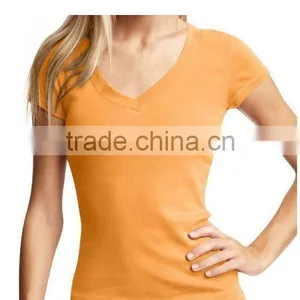 LADIES SLIM FIT " V " NECK T SHIRT thumbnail-1
