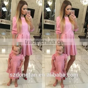 Pastel Pink/ Blue Family Outfits Mother And Daughter Dress Child Dress thumbnail-1