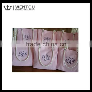 Personalized Custom Monogrammed Cotton Seersucker Tote Bag thumbnail-4