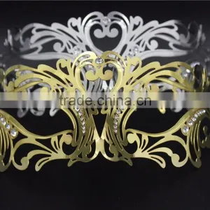 Venetian Black Metal Filigree Masquerade Mask With Diamantes Halloween thumbnail-1