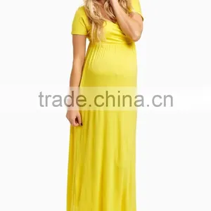Wholesale Solid Color Short Sleeves Maternity Maxi Dress Long Dress 2016 thumbnail-2