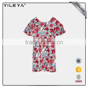 2016 Floral Printed Fabrics Woman Dress One Piece Design Loose Dress Woman thumbnail-1