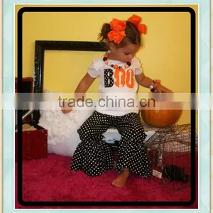 Lastest Halloween Girls Wholesale Pumpkin Embroidery Boutique Outfits Clothing Sets thumbnail-1