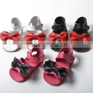 Genuine Leather Girl Summer Moccasins, Bow Design Baby Shoes thumbnail-1