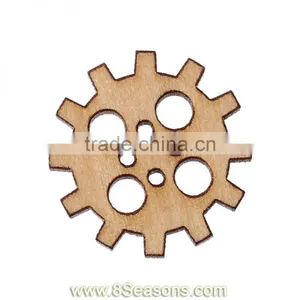 Wood Sewing Buttons Scrapbooking Gear 4 Holes Natural 20mm,200PCs,Bulk thumbnail-1