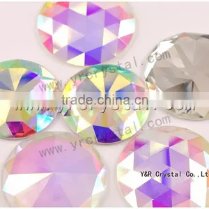 Round Crystal AB Flat Back Glass Mirror Stones for Wall thumbnail-1