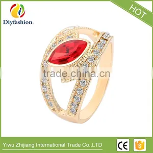 New Fashion Jewelry Beautiful Gold Crystal Rings For Women Love Engagement Ring Wedding Party Gift thumbnail-1