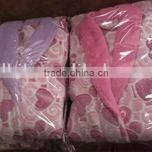 Pale Pink Flower Pattern Woman in Bathrobe thumbnail-1