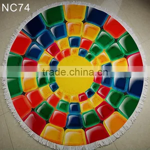 Color Block Round Beach Towel/jkr Muti Design Round Table Towel Shawl Yoga Mat Bath Towel Beach Towels/ Beach Towels thumbnail-1