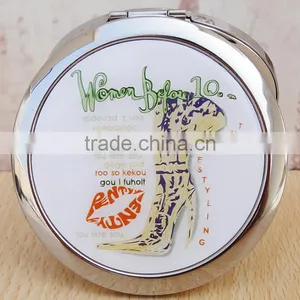 2015 Pocket Metal Pocket Round Mini Mirror for Birthday Gifts,Cosmetci Hangbag Mirror With High Heel Shoes thumbnail-1