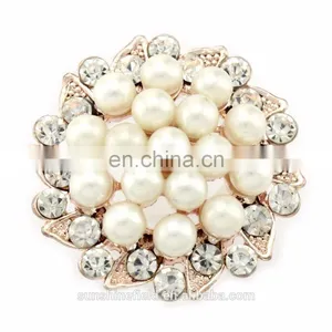 Graceful Alloy Rhinestone Button With Pearl for Accessories Clear With Golden Plating thumbnail-3
