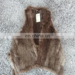 Fashion Classic Women Knitted Sleeveless Asymmetrical Beaver Fur Vest thumbnail-2