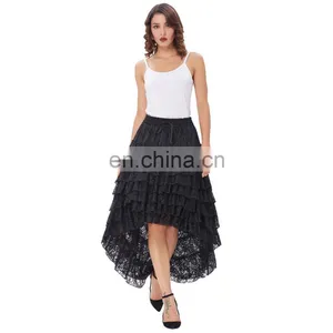 Belle Poque Ladies High-Low Hemline Design Black Amelia Steampunk Ruffled Lace Cake Skirt Popular Skirt BP000221-2 thumbnail-4