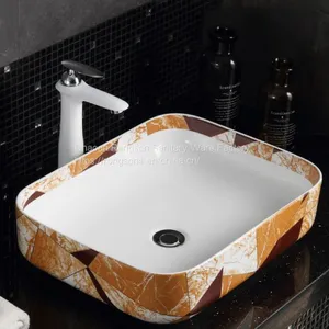 Bathroom Apartment Tabletop Installtion Oval Ceramic Colored no Hole Wash Hand Basin Sink From Chaozhou Manufacturer thumbnail-5