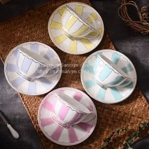 Chaozhou Manufacturer Top Quality Ceramics Latest Color Design Coffee Cup With Saucer for Sale thumbnail-4