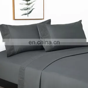 Luxury Top Quality Custom 100% Microfiber Fabric Satin Waterproof Home Bed Sheet Set For Adult thumbnail-4