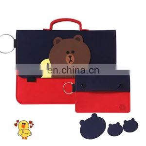 Yellow Color Customized Size Felt Handbags Laptop Computer Canvas Tote Bag thumbnail-1