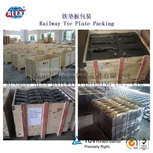 Casting Ribbed Baseplates/ Tie Plate With Double Shoulder With 4 Holes for Railroad Fastening thumbnail-5