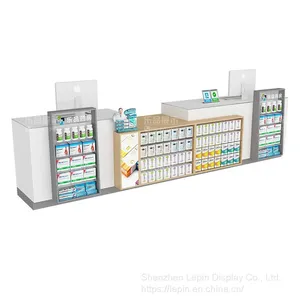 Lepin Cashier Drugstore Shelf Display Rack Pharmacy Drug Display Glass Container Over-the-Counter Western Medicine Counter thumbnail-1