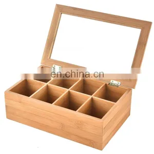 Custom Print Unfinished Bamboo Wooden Tea Packaging With Glass Top thumbnail-1