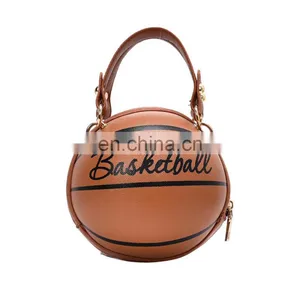 Small Personality Basketball Hand Bag Fashion Women Chains Handbag Creative Letter Shoulder Messenger Bag Female Mini Round Tote thumbnail-1