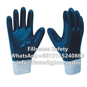 Heavy Duty Knit Wrist Cotton Jersey Liner Nitrile Fully/Half Coated Work Gloves thumbnail-1