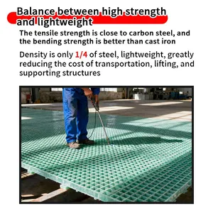 Pultruded Fiberglass Grating High Strength FRP Grating for Chemical Platform thumbnail-2