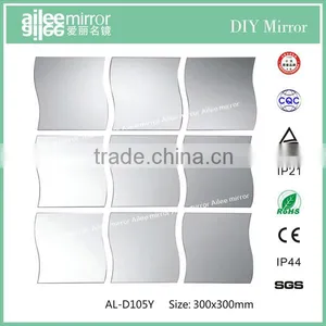 Shaving Mirror With Light Tempered Glass Mirror Wavy Silver Mirror thumbnail-1