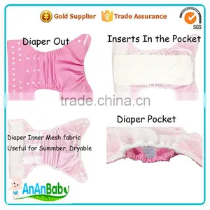 Machine Washable Nappy With Hip Snaps Mesh Fabric Diapers Cover thumbnail-3