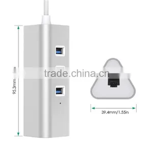 Aluminum Ethernet Port RJ45 Wifi Adapter 3. 0 USB Hub With 3 Port thumbnail-2