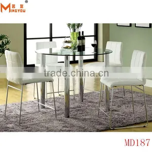 Low Price 4 Seater Round Glass Dining Table thumbnail-1