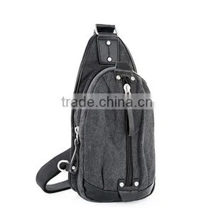 Leisure Style Canvas Leather Material Men Chest Bag thumbnail-3