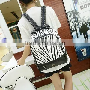 Kores Style Zebra Pattern Rivet Women Backpack Bag Casual School Bags thumbnail-1