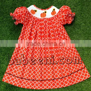 Lovely Sunflower and Pumpkin Hand Smocked Bishop Dress thumbnail-1
