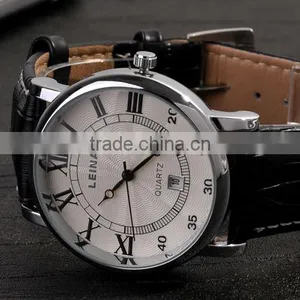 Newest Leather Strap Men Wrist Watch Gift KING SILIVER thumbnail-1