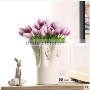 2016 Home Decoration White Glazed Gild Ceramic Flower Vase for Wedding Decor Supplier's Choice thumbnail-1