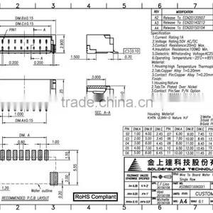 Pitch 1.0 mm Wafer Connector, SMT Right Angle Type, 2 ~ 15, 20 Pin Connector Wire to Board thumbnail-5