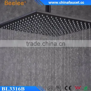 Beelee 16'' Black Painting Square SS304 Bathroom Ceiling Shower Head thumbnail-1