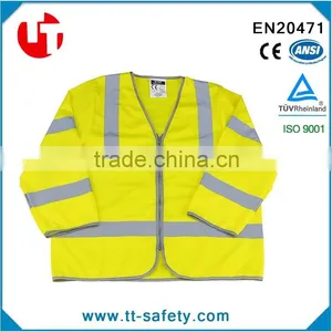 CE EN20471 ANSI Workwear Supplier Two Tone Long Sleeve High Visibility Summer Yellow Safety Reflective Jacket thumbnail-1