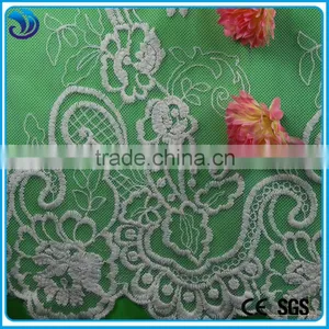 Double Borders Net Lace Embroidery Fabric Organza Fabrics for Wedding Dress thumbnail-2